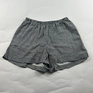 A New Day Black Gingham Plaid Linen Blend High Rise Pull On Shorts XS